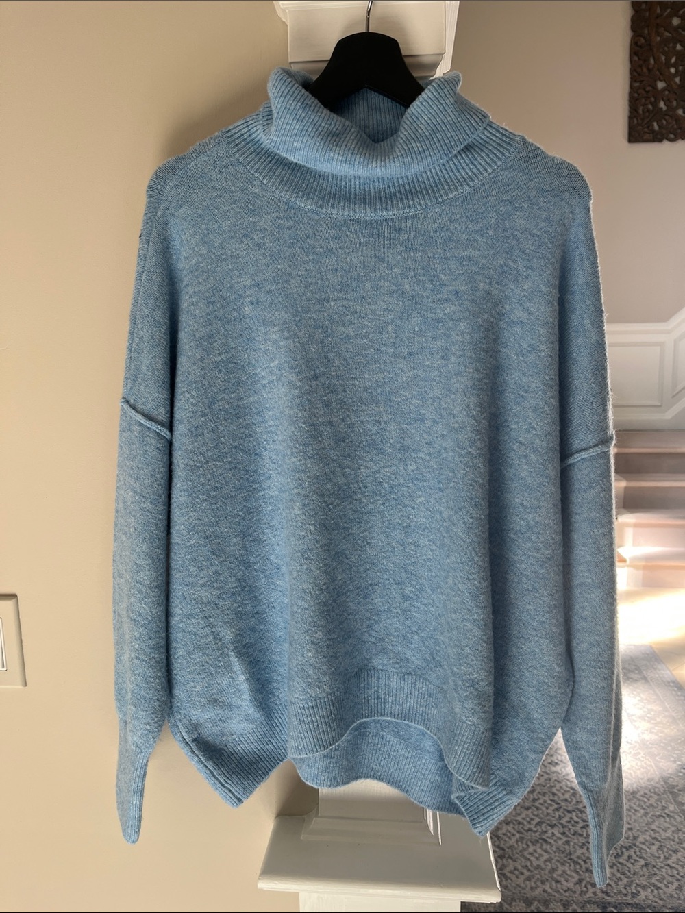 Vince Camuto Women’s XL Blue Oversized Turtleneck Sweater Cozy Relaxed Knit